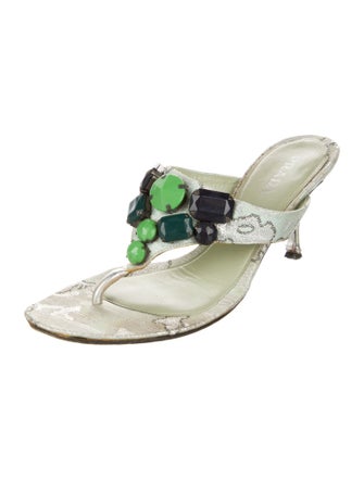 Prada Printed Crystal Embellishments Slides