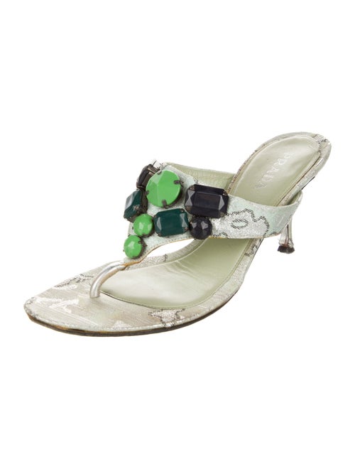 Prada Printed Crystal Embellishments Slides