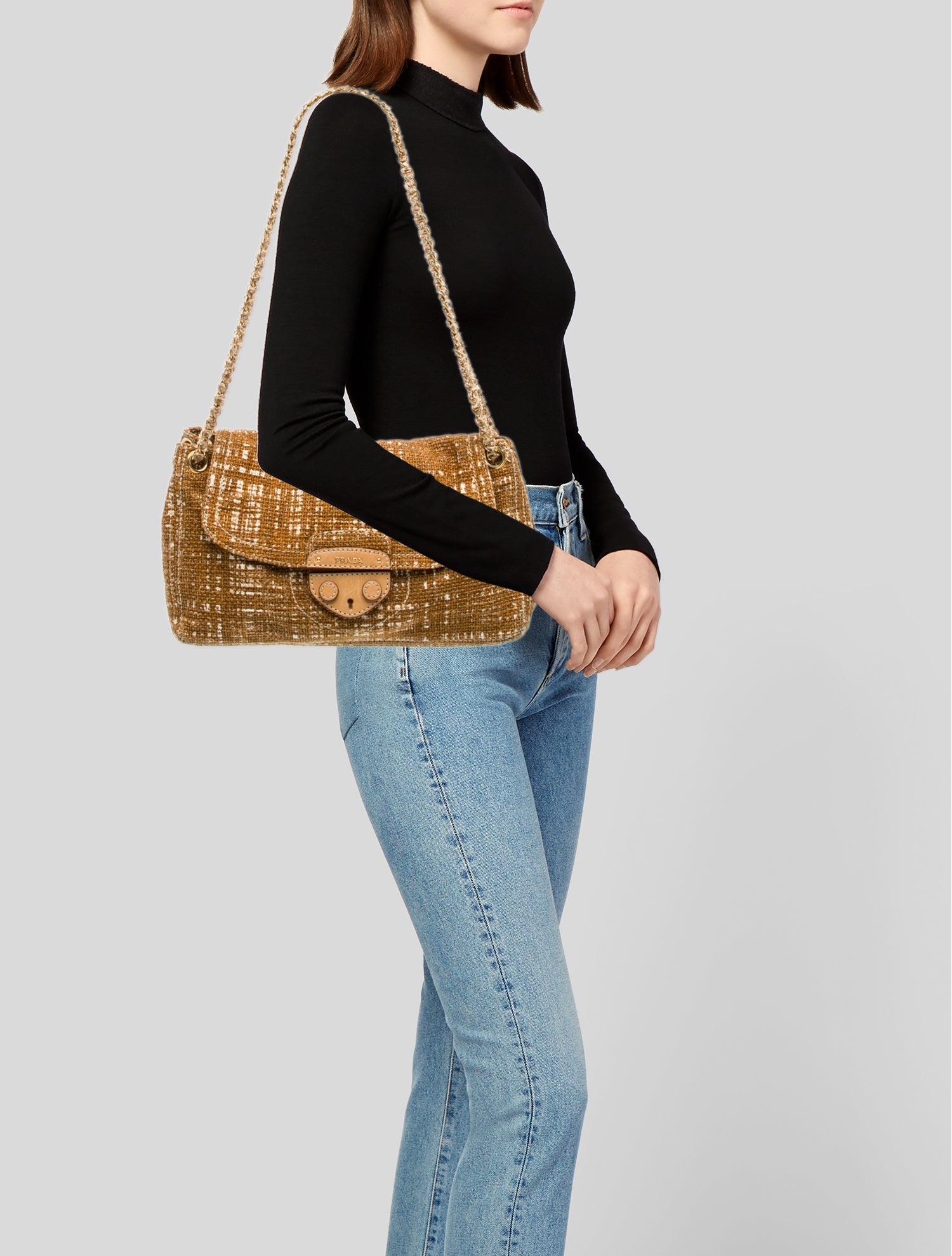 Prada Tweed Shoulder Bag