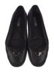 Prada Enameled Metal Triangle Leather Ballet Flats