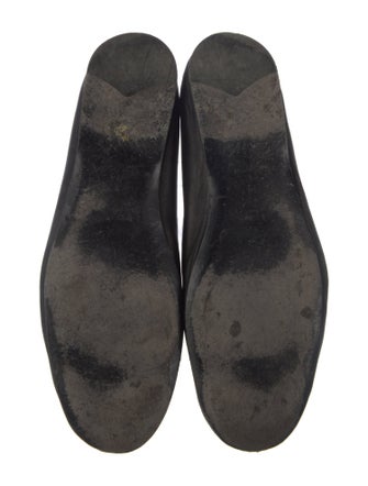 Prada Enameled Metal Triangle Leather Ballet Flats