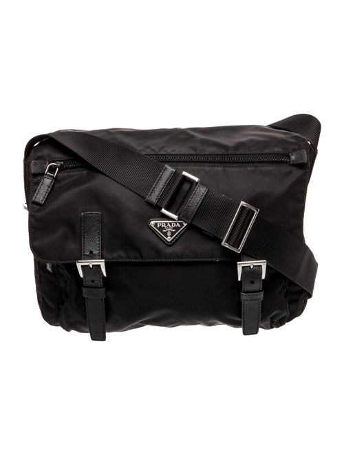 Prada Enameled Metal Triangle Messenger Bag