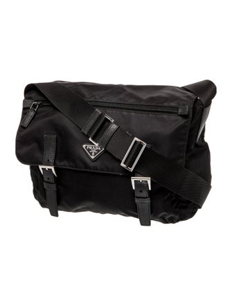 Prada Enameled Metal Triangle Messenger Bag