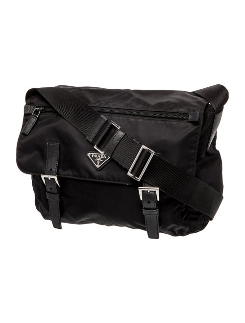 Prada Enameled Metal Triangle Messenger Bag