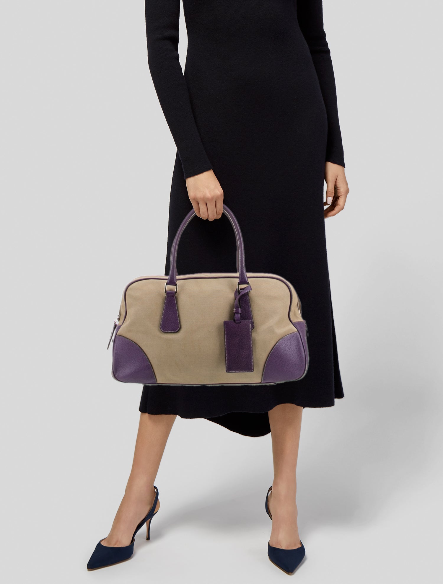 Prada Enameled Metal Triangle Top Handle Bag