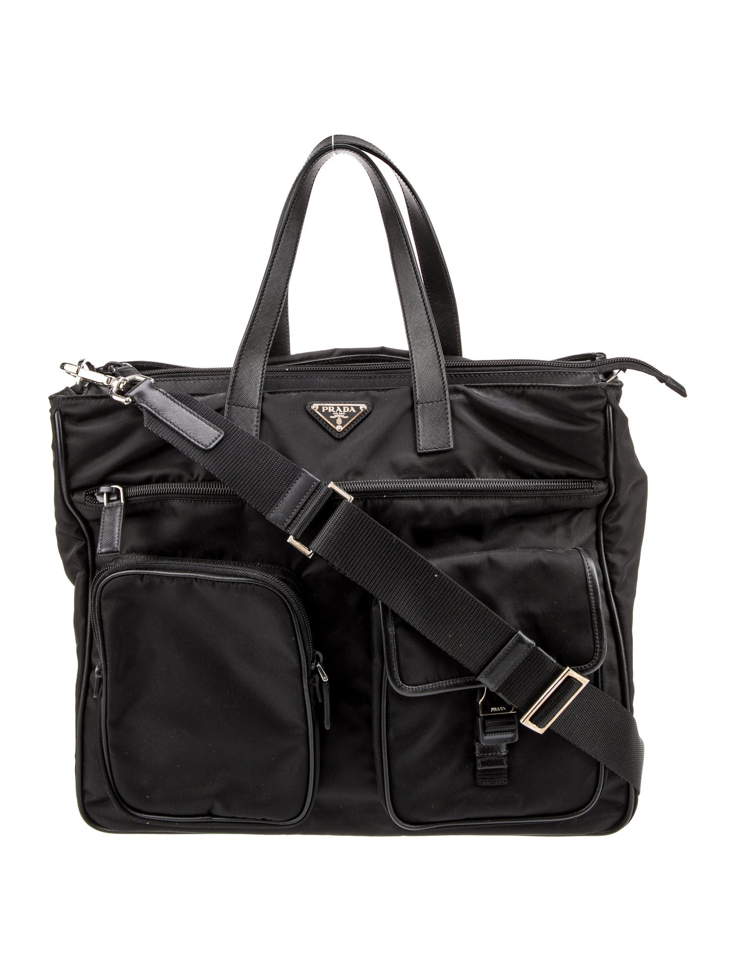 Prada Enameled Metal Triangle Messenger Bag