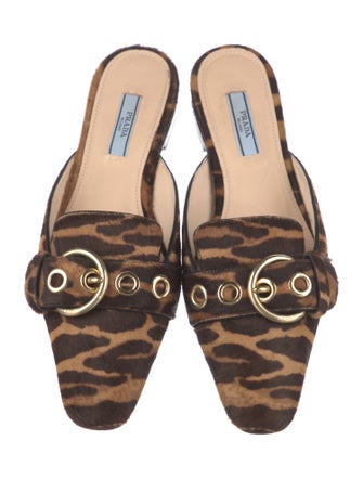 Prada Ponyhair Animal Print Mules