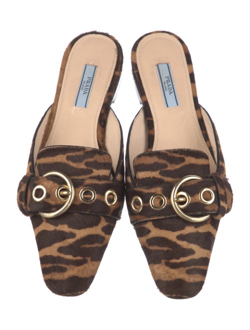 Prada Ponyhair Animal Print Mules