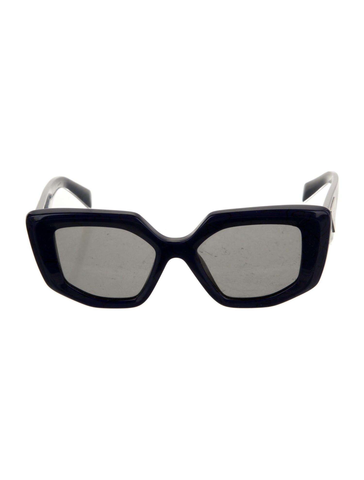 Prada Enameled Metal Triangle Square Sunglasses