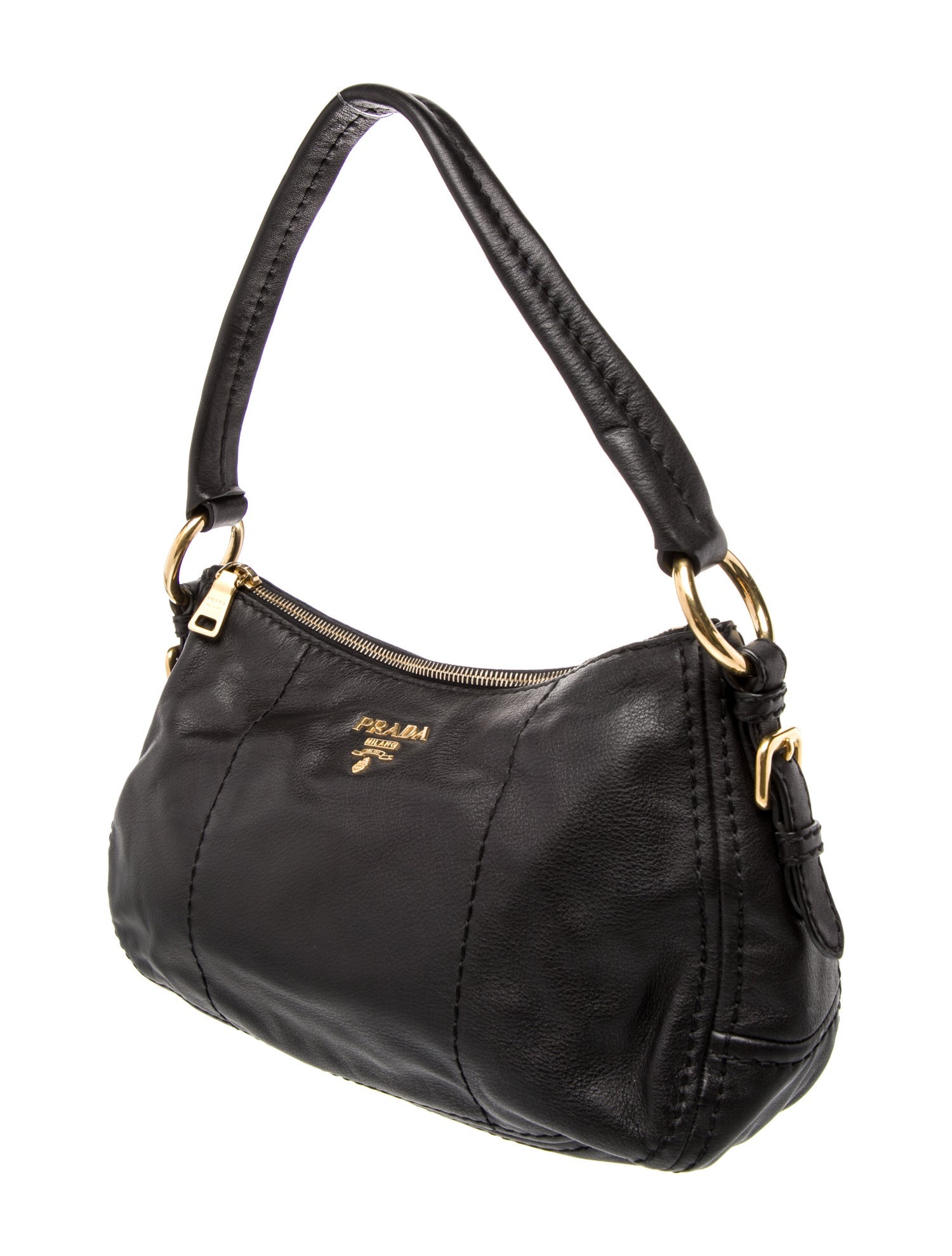 Prada Enameled Metal Triangle Top Handle Bag