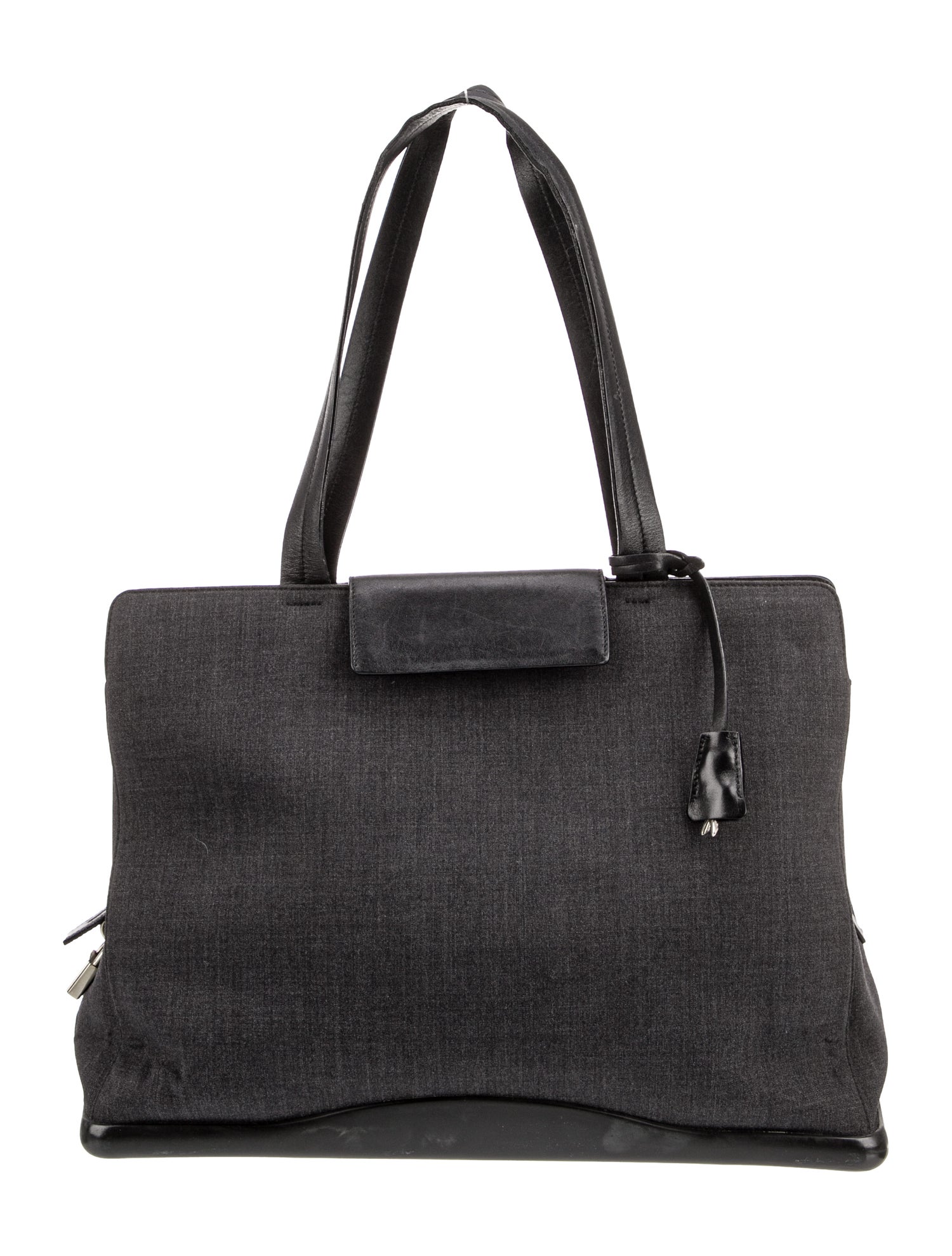 Prada Enameled Metal Triangle Top Handle Bag