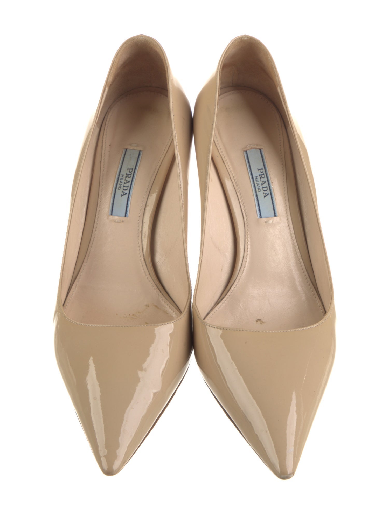 Prada Patent Leather Leather Trim Embellishment Pumps