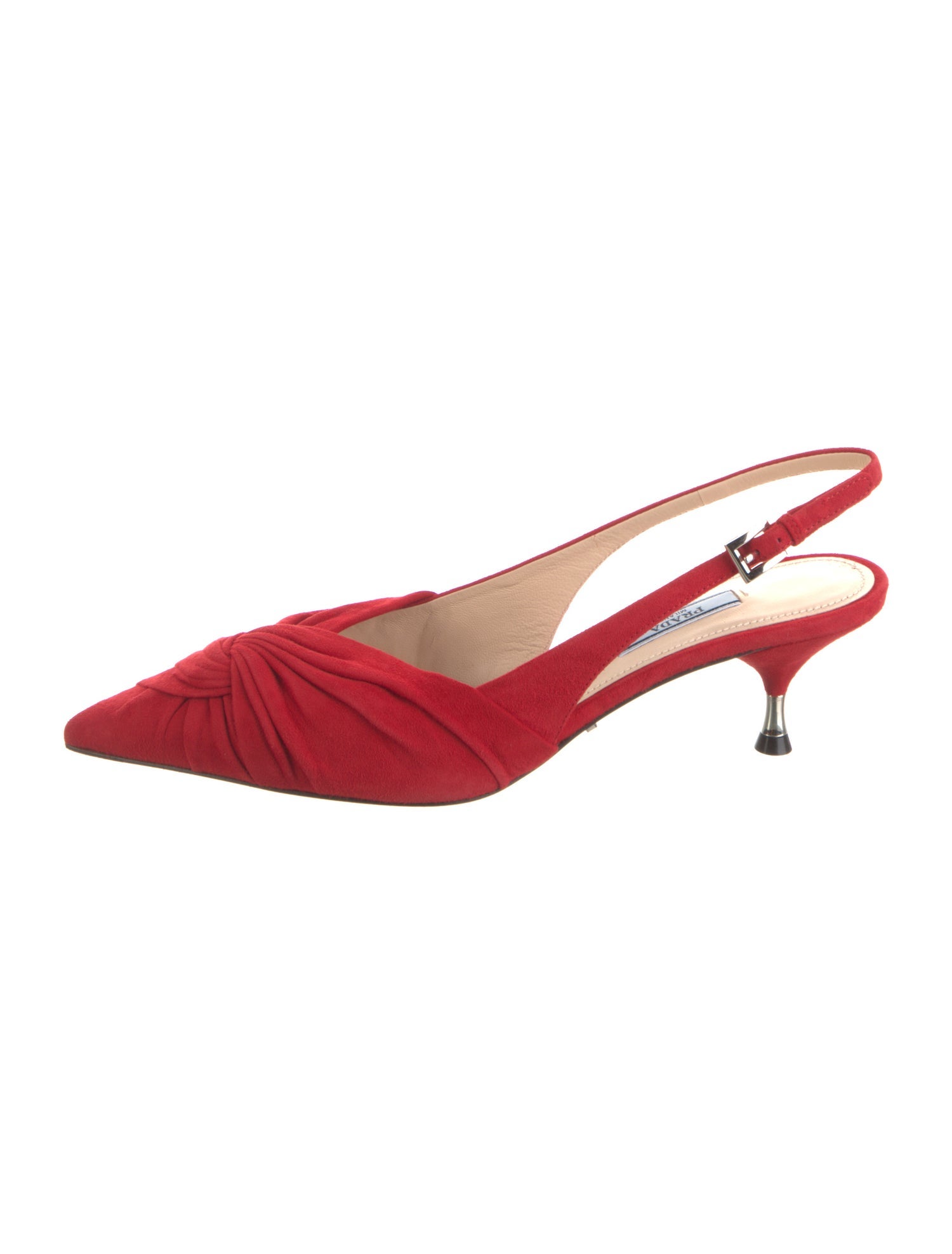 Prada Suede Leather Trim Embellishment Slingback Pumps w/ Tags