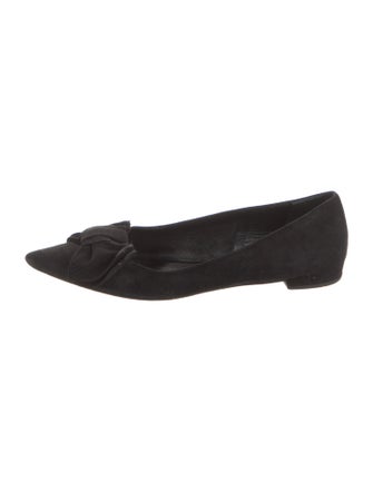 Prada Suede Bow Accents Ballet Flats