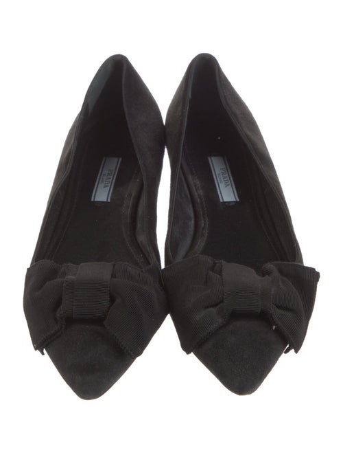 Prada Suede Bow Accents Ballet Flats