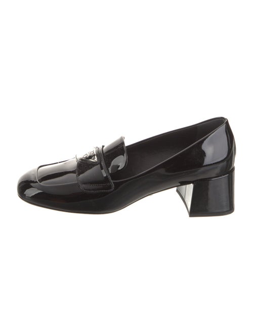 Prada Enameled Metal Triangle Patent Leather Pumps