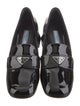 Prada Enameled Metal Triangle Patent Leather Pumps