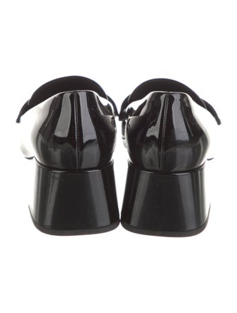 Prada Enameled Metal Triangle Patent Leather Pumps