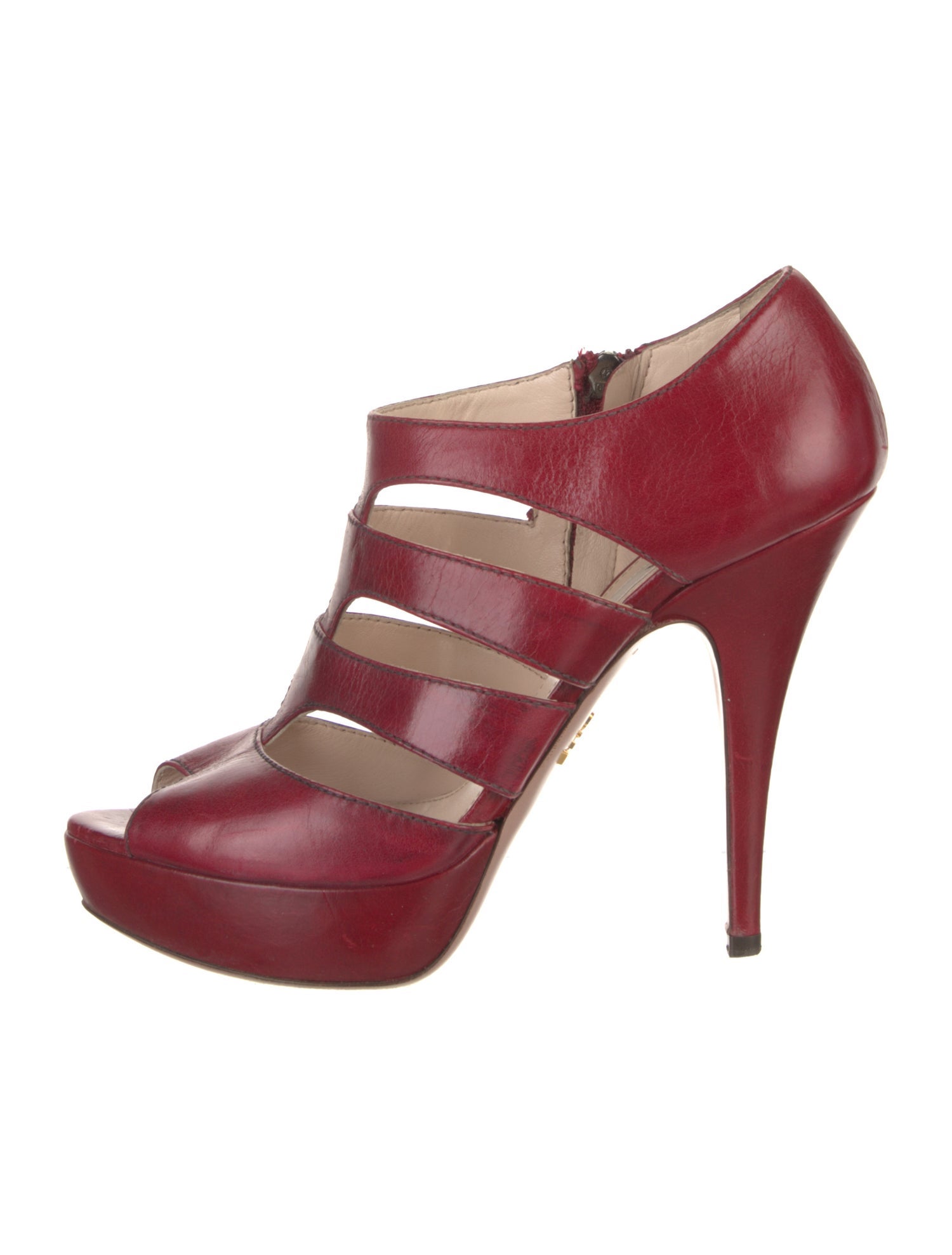 Prada Leather Cutout Accent T-Strap Pumps