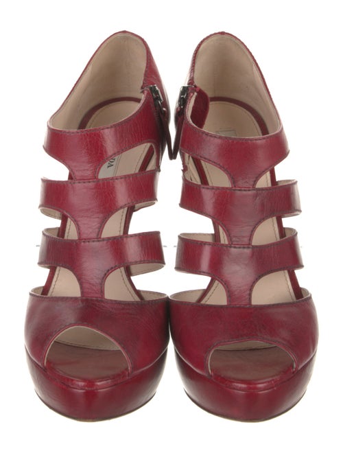 Prada Leather Cutout Accent T-Strap Pumps