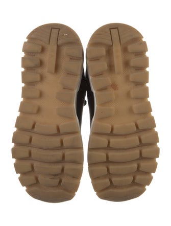 Prada Enameled Metal Triangle Leather Sneakers