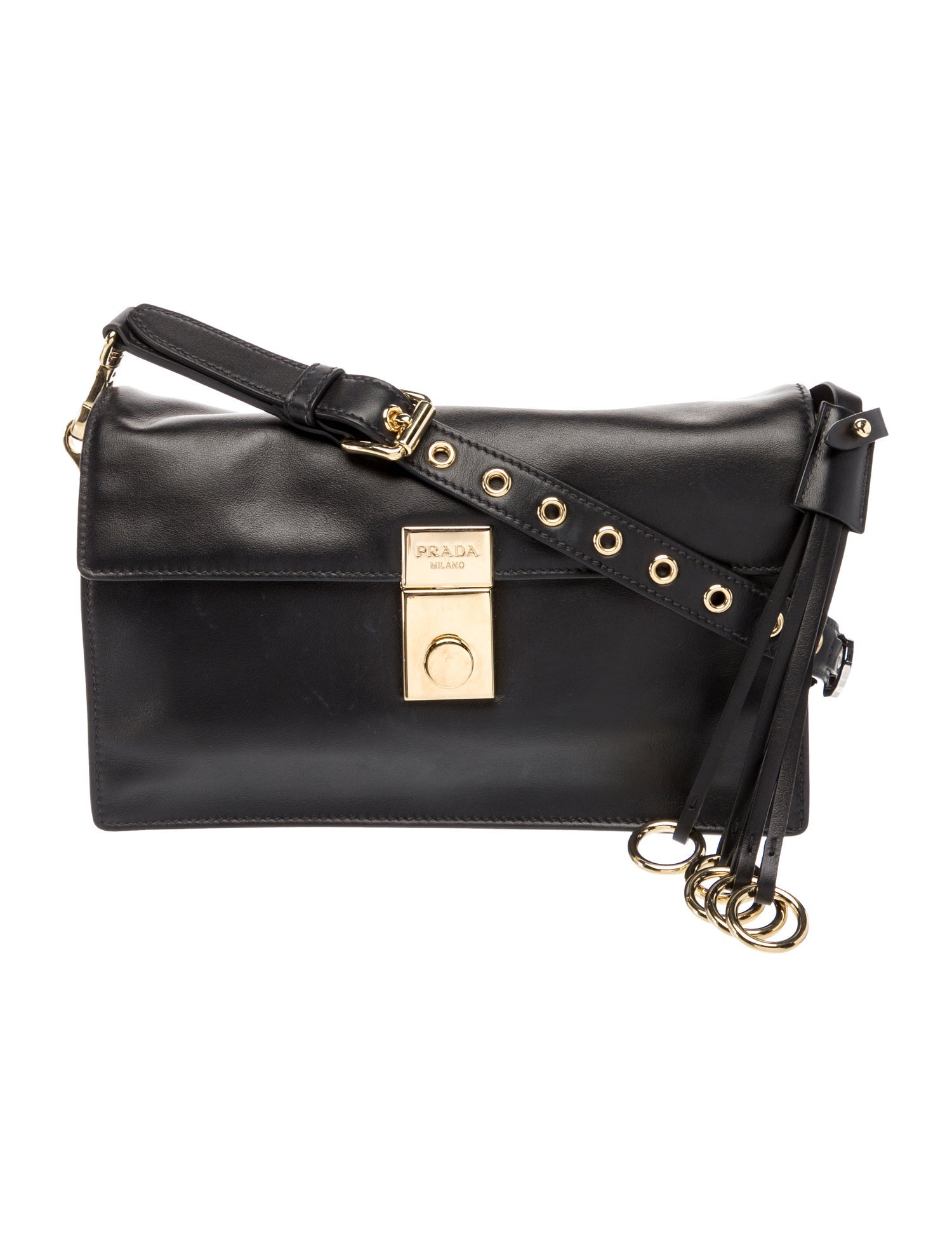 Prada Enameled Metal Triangle Soft Sound Bag w/Charms Small