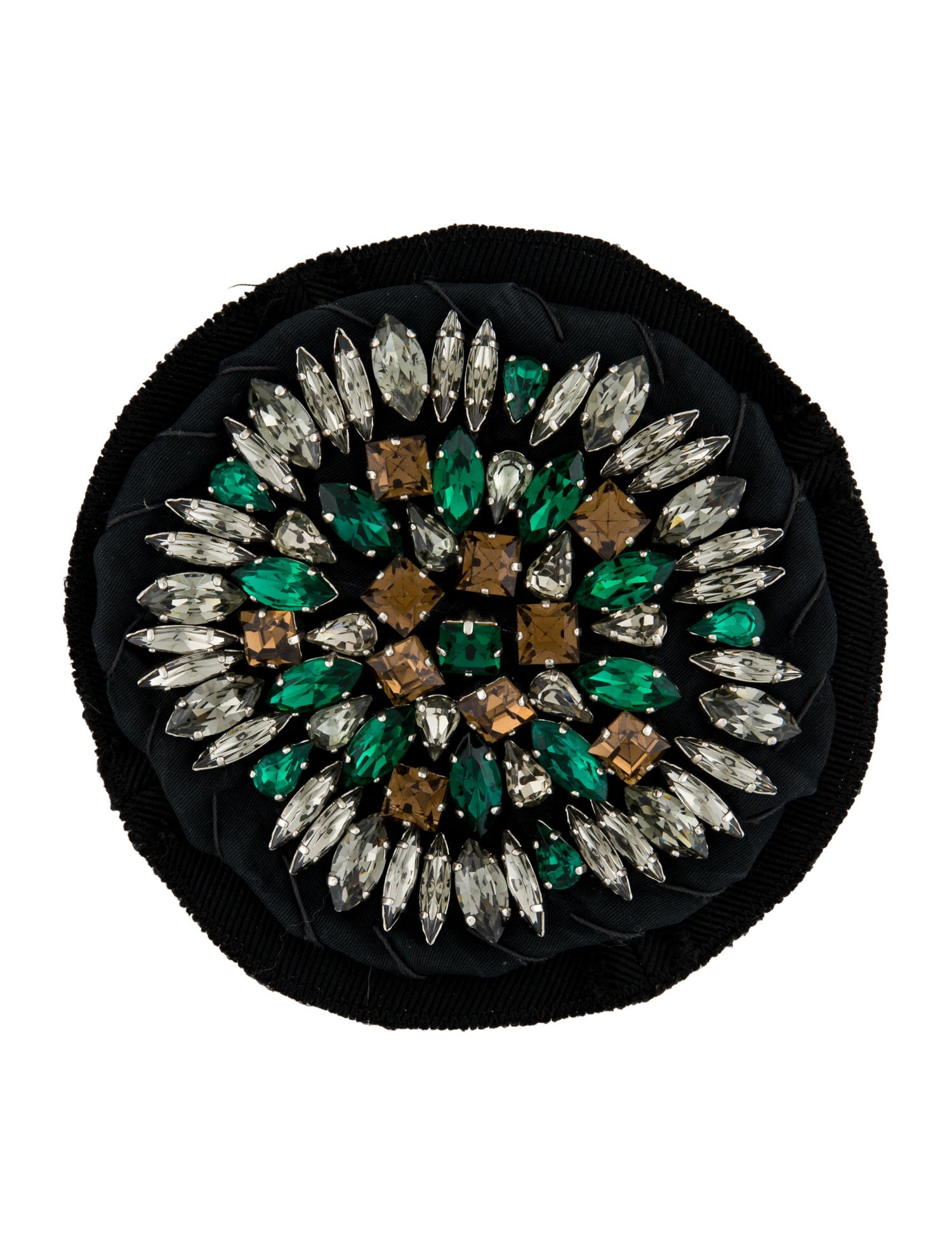 Prada Vintage Crystal & Fabric Pin Brooch