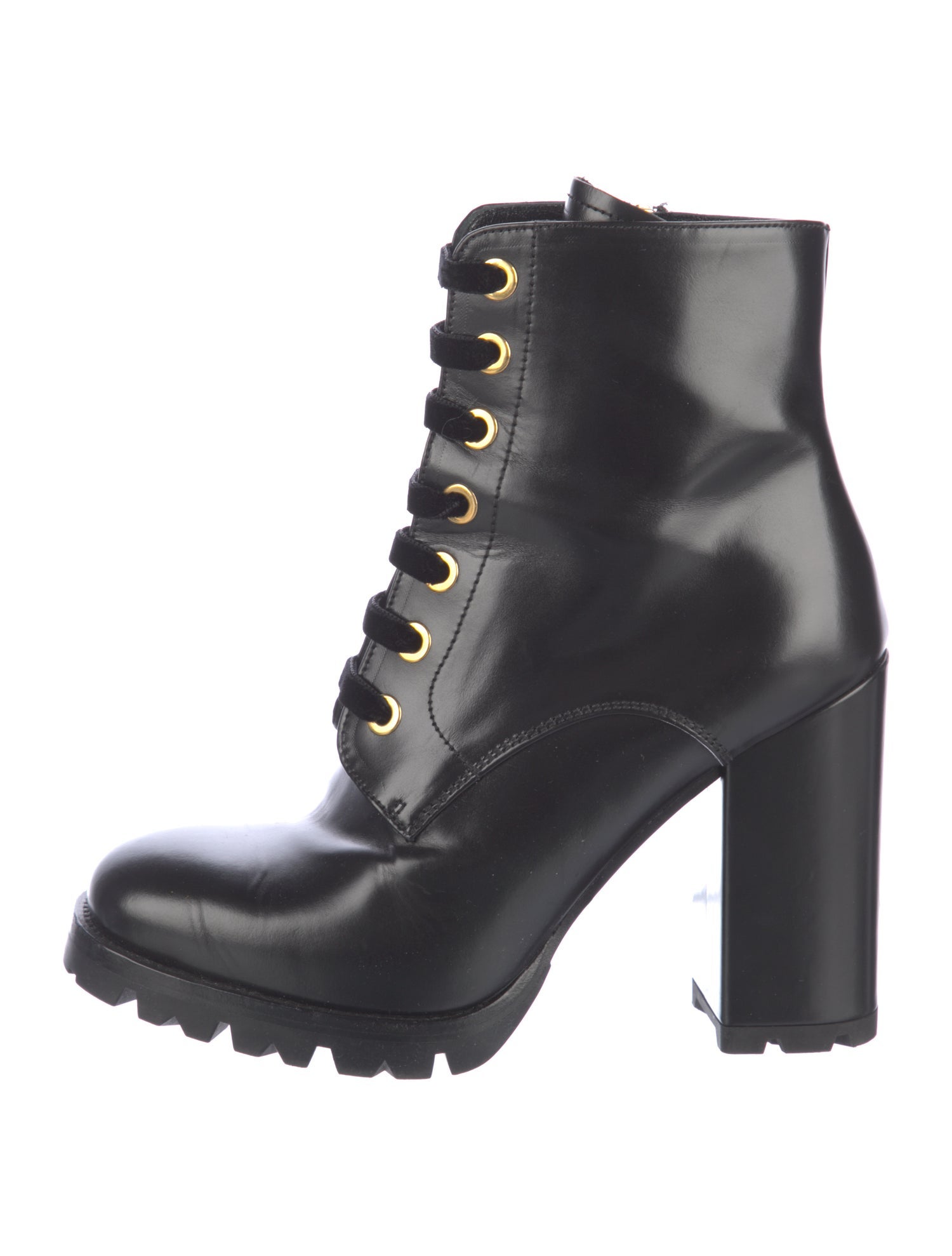 Prada Patent Leather Lace-Up Boots