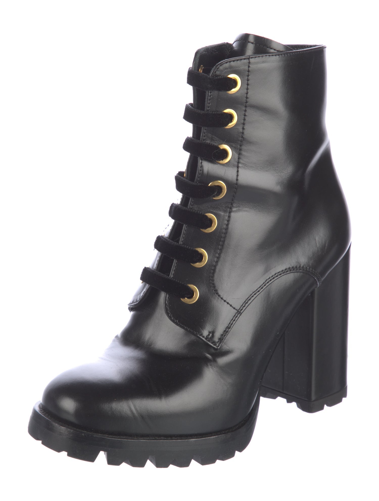 Prada Patent Leather Lace-Up Boots