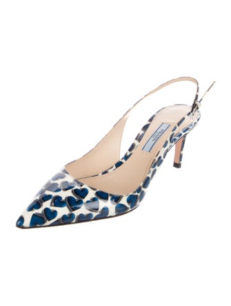 Prada Patent Leather Printed Slingback Pumps