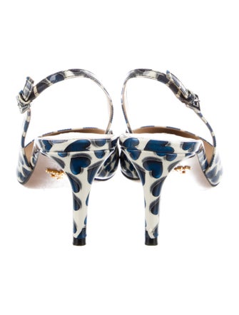 Prada Patent Leather Printed Slingback Pumps