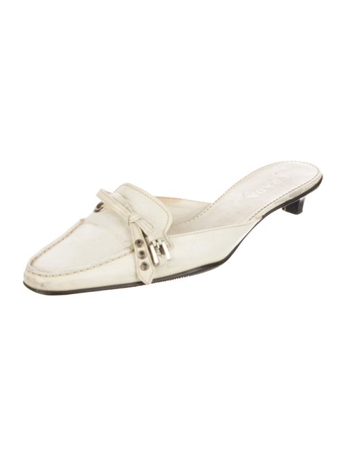 Prada Leather Bow Accents Mules