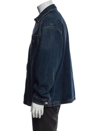 Prada 2022 Enameled Metal Triangle Denim Jacket
