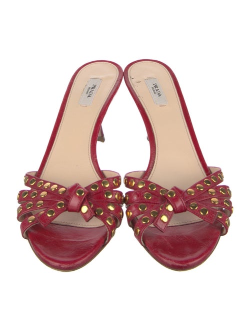 Prada Leather Studded Accents Slides