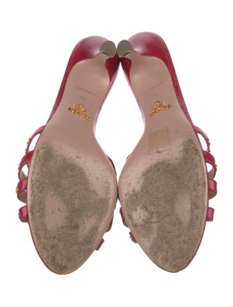 Prada Leather Studded Accents Slides