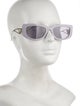 Prada Enameled Metal Triangle Oversize Sunglasses