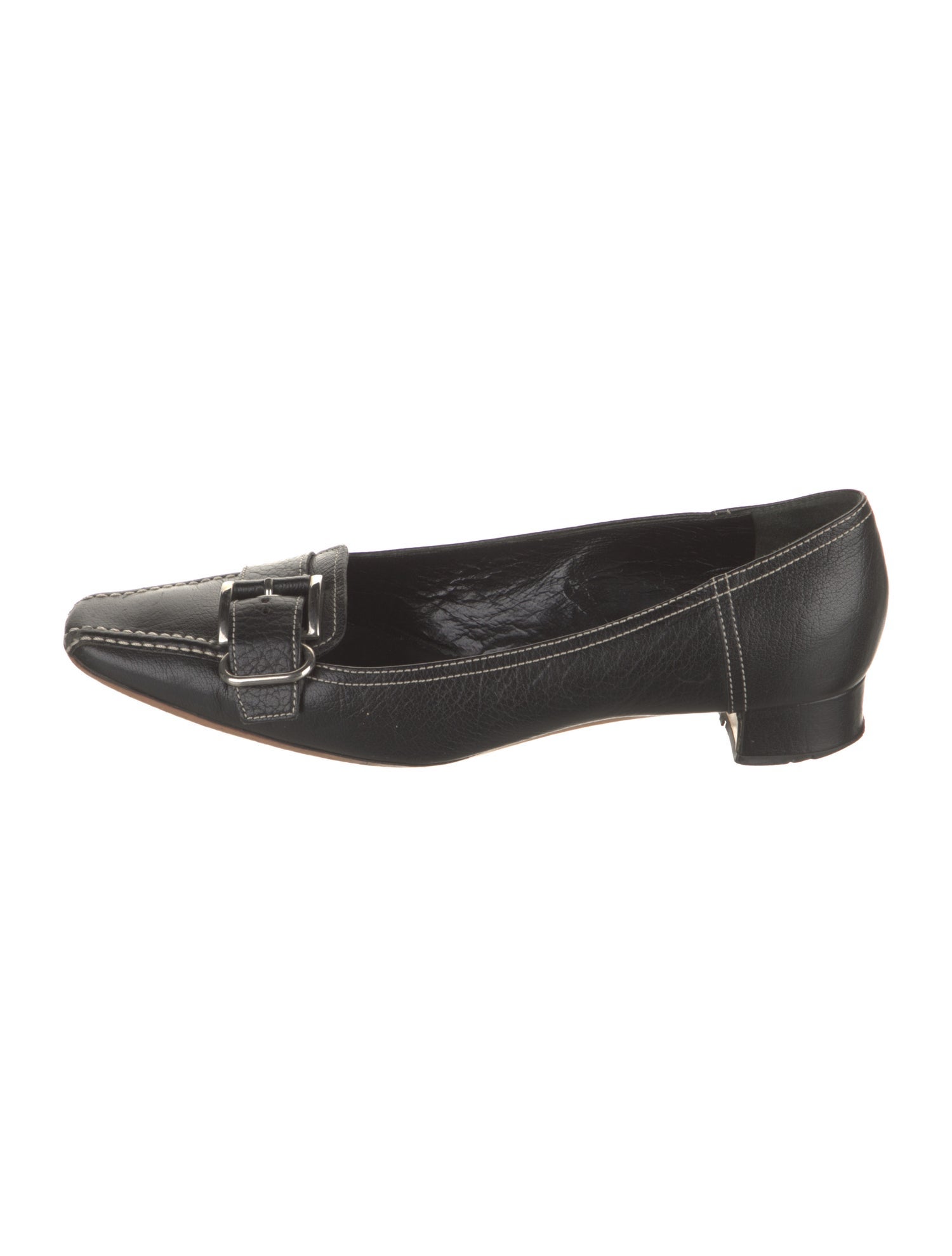 Prada Leather Chain-Link Accents Loafers