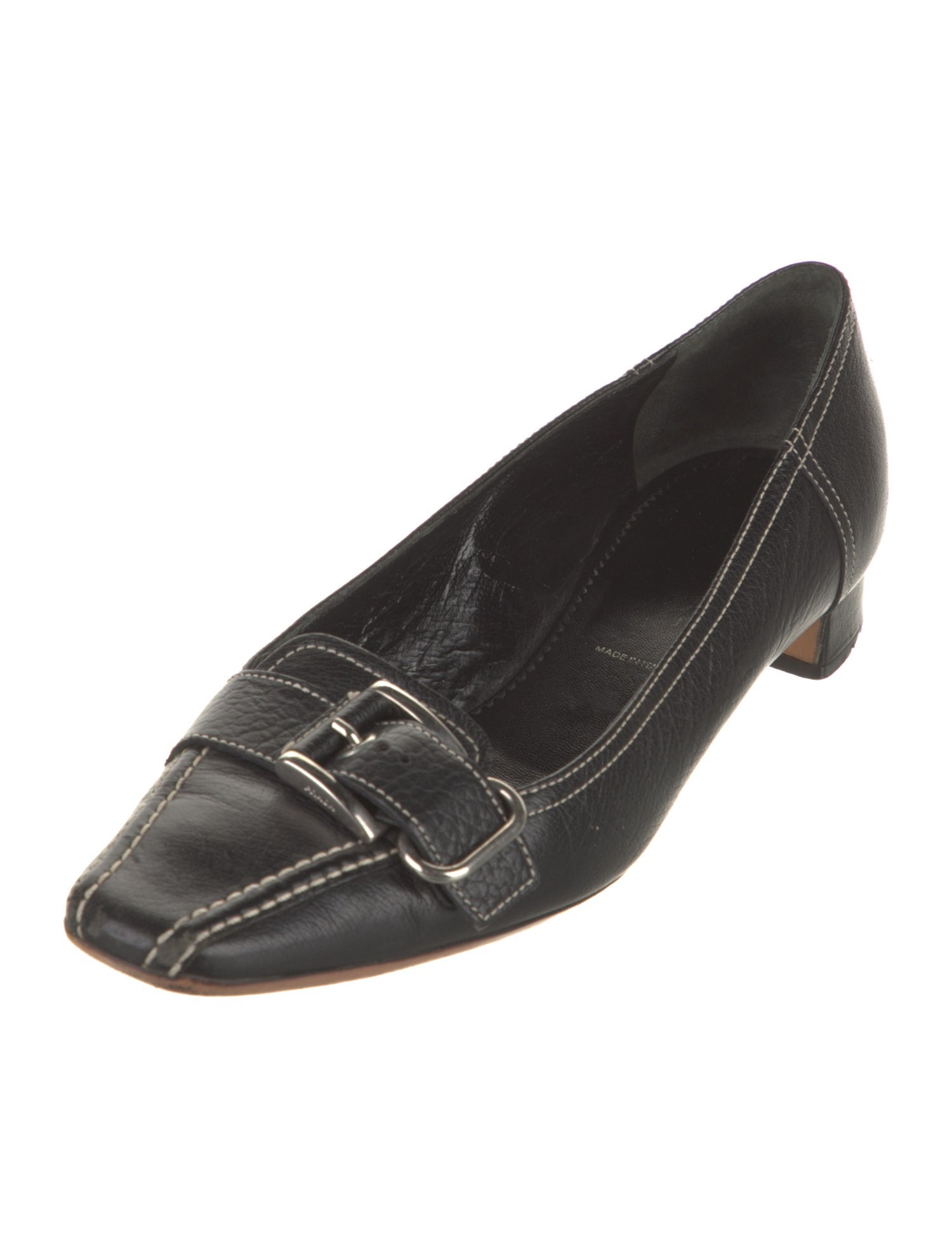 Prada Leather Chain-Link Accents Loafers