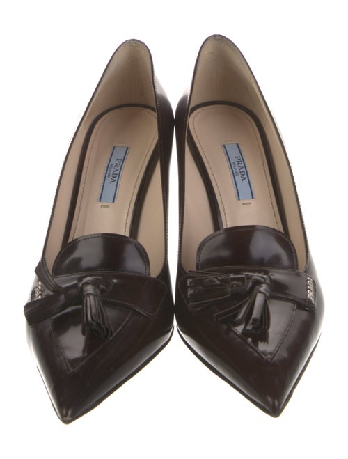 Prada Patent Leather Tassel Accents Pumps