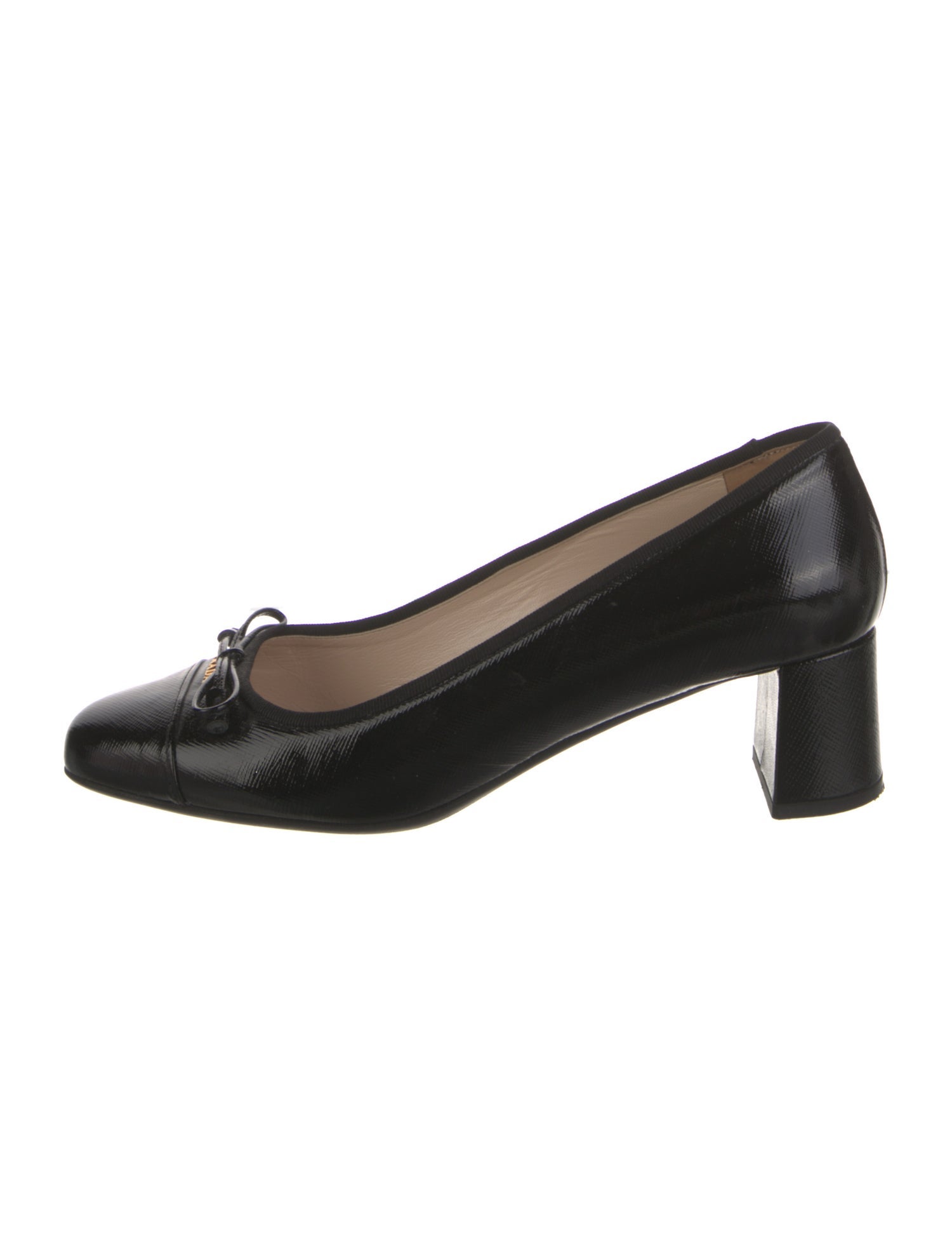 Prada Saffiano Leather Bow Accents Pumps
