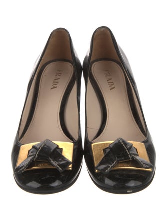 Prada Patent Leather Colorblock Pattern Pumps