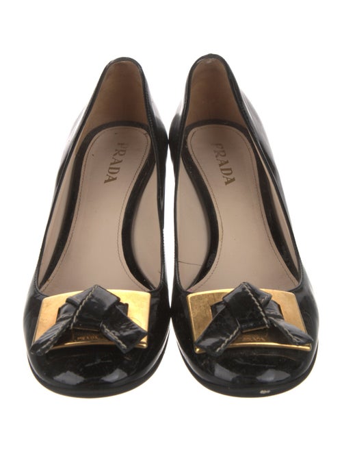 Prada Patent Leather Colorblock Pattern Pumps