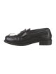 Prada Enameled Metal Triangle Leather Loafers