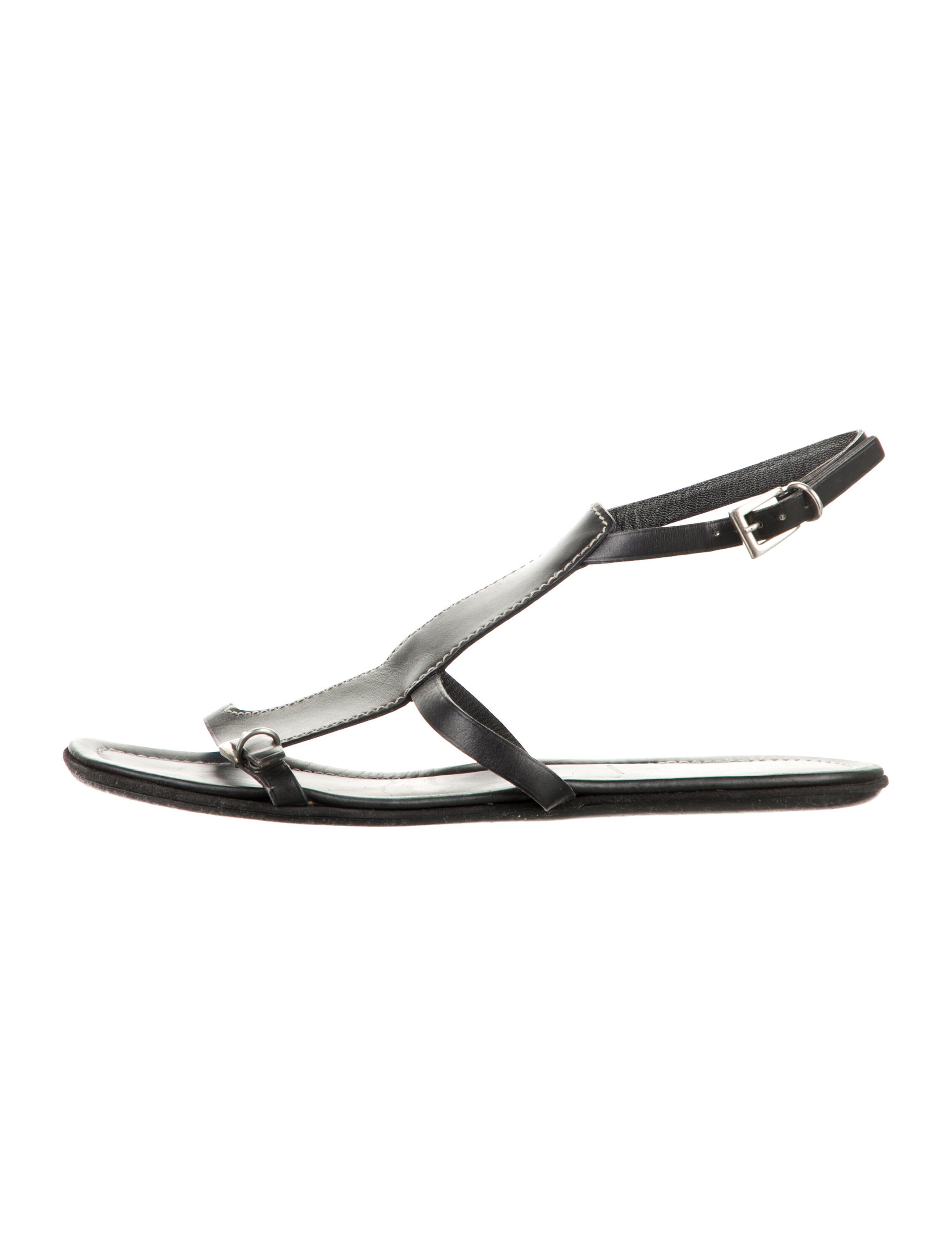 Prada Leather T-Strap Sandals
