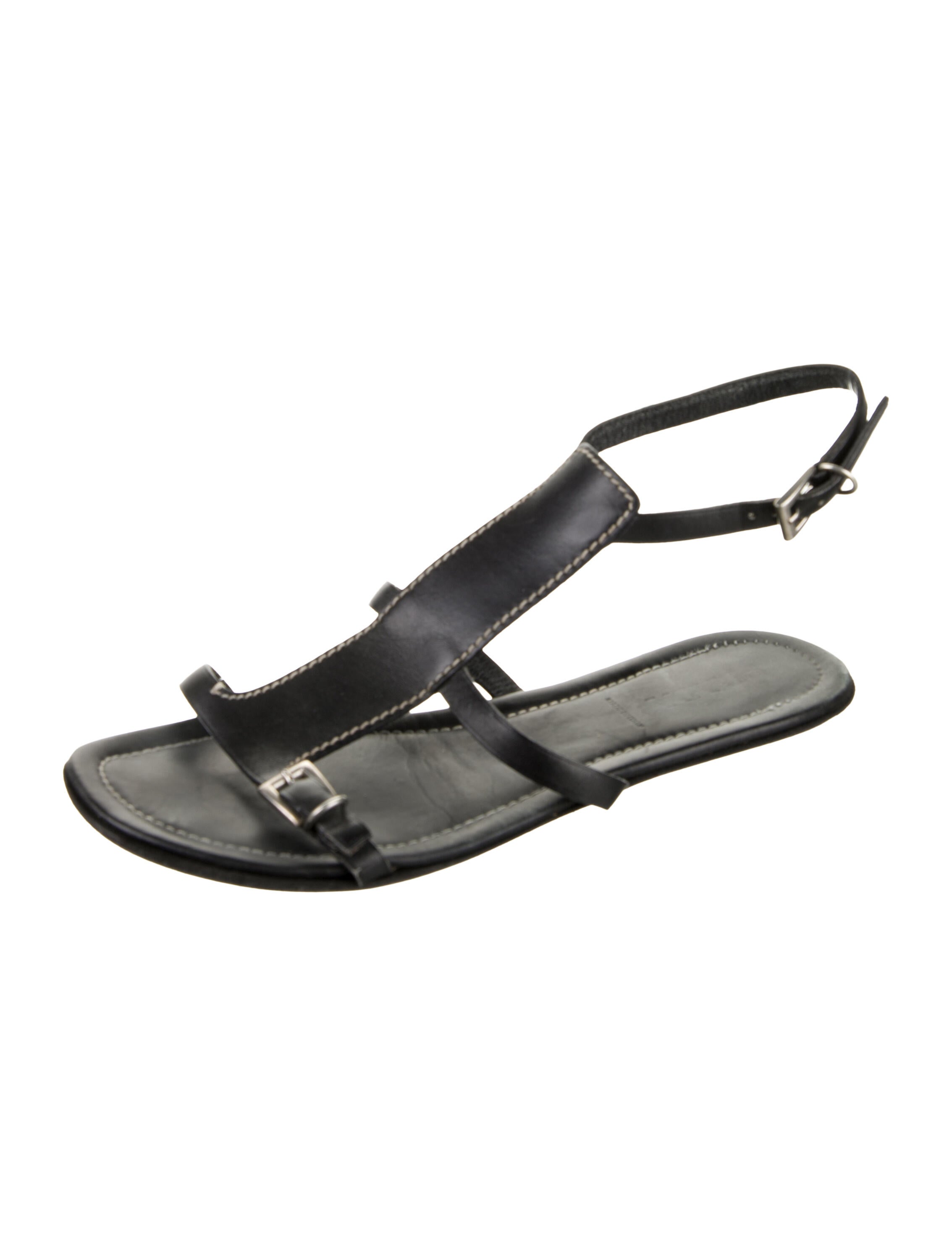 Prada Leather T-Strap Sandals