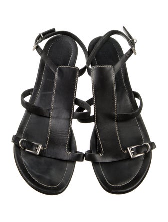 Prada Leather T-Strap Sandals