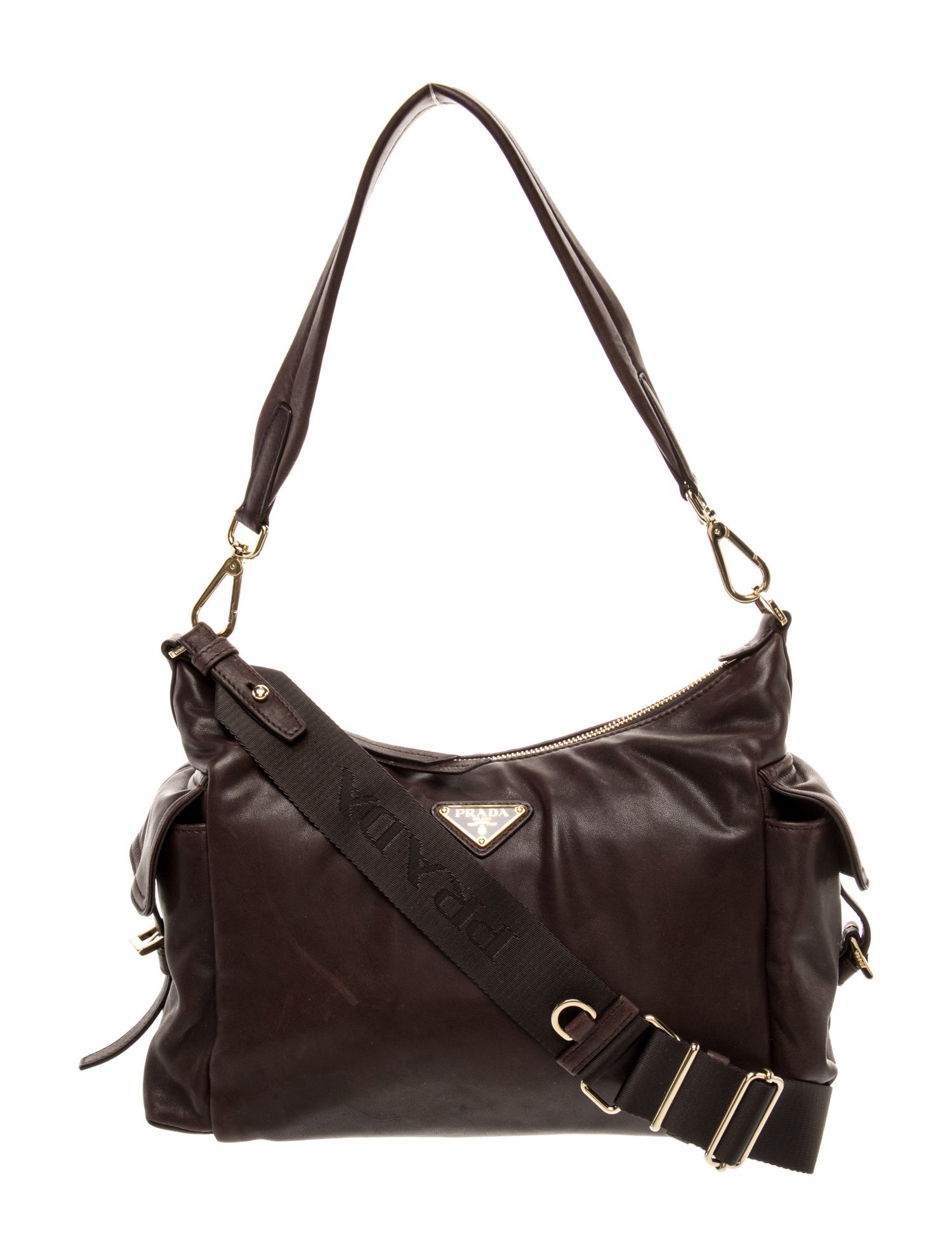 Prada Enameled Metal Triangle Explore Large 2025