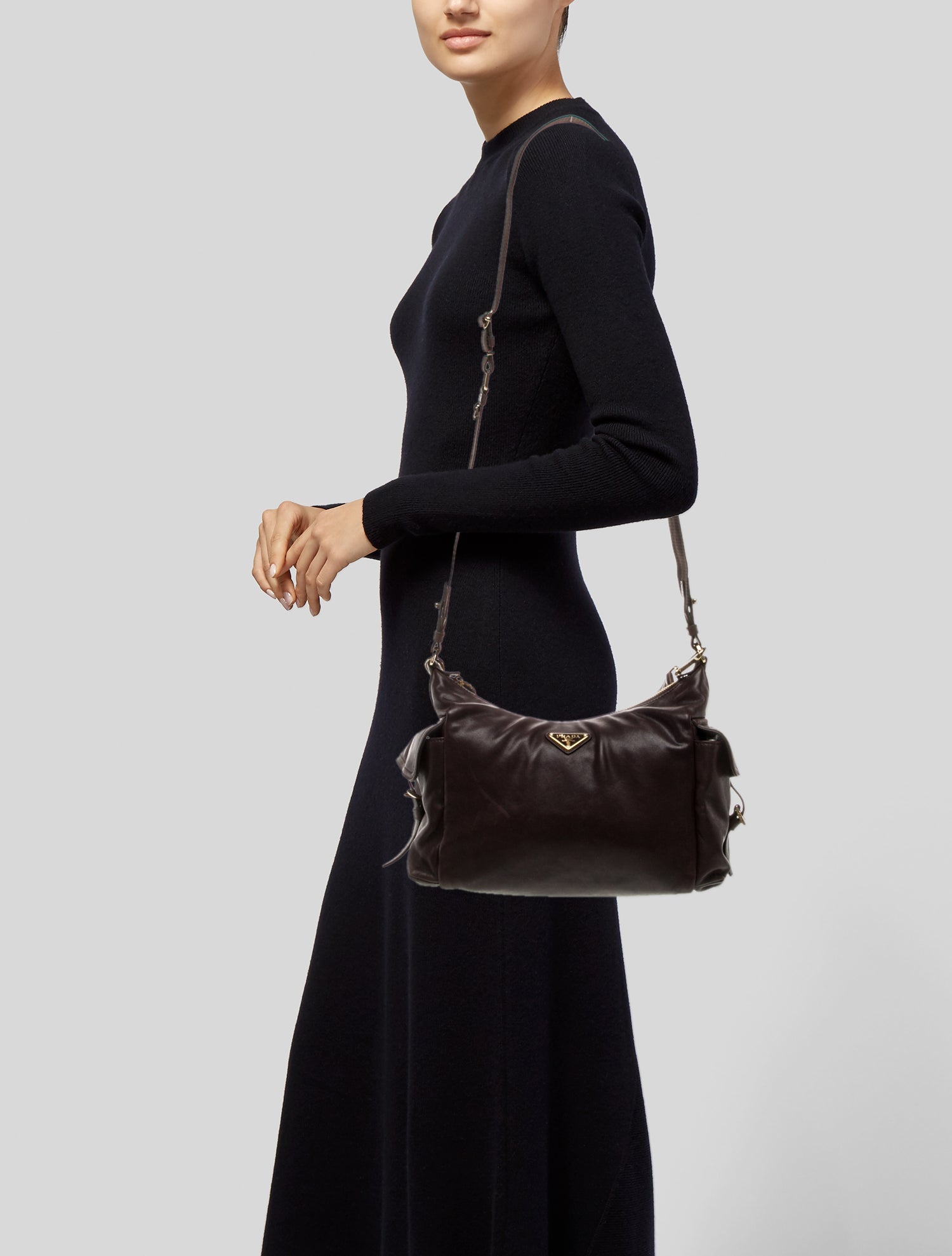 Prada Enameled Metal Triangle Explore Large 2025