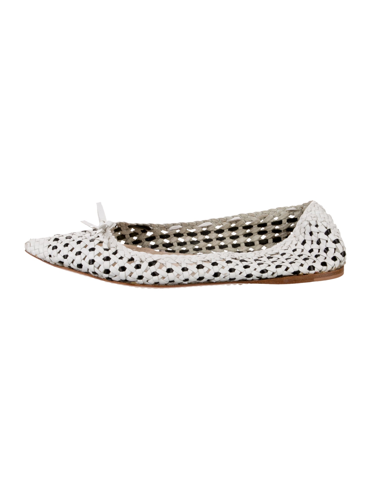 Prada Leather Bow Accents Ballet Flats