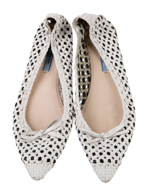 Prada Leather Bow Accents Ballet Flats